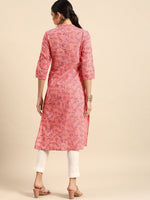 Thumbnail for All About You Women Pink & Yellow Floral Printed Kurta - Distacart