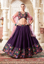 Thumbnail for Monjolika Fashion Embroidered Silk Purple Trendy Lehenga Choli