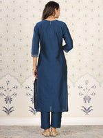 Thumbnail for Ode by House of Pataudi Ethnic Motifs Yoke Design Mirror Work Kurta - Distacart