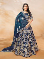 Thumbnail for Monjolika Fashion Embroidered Art Silk Navy Blue Designer Lehenga Choli