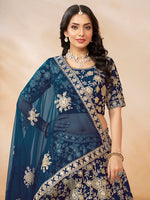 Thumbnail for Monjolika Fashion Embroidered Art Silk Navy Blue Designer Lehenga Choli