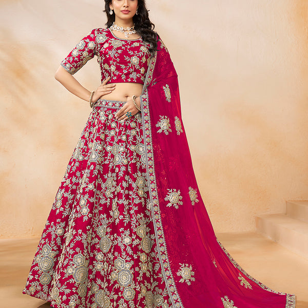Monjolika Fashion Art Silk Embroidered Rani Pink Trendy Lehenga Choli - Distacart