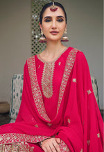 Thumbnail for Monjolika Fashion Embroidered Georgette Rani Pink Trendy Salwar Kameez