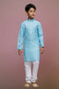 Raivat Ethnic Cotton Thread Work Kids Kurta Pajama In Sky Blue Colour - Distacart