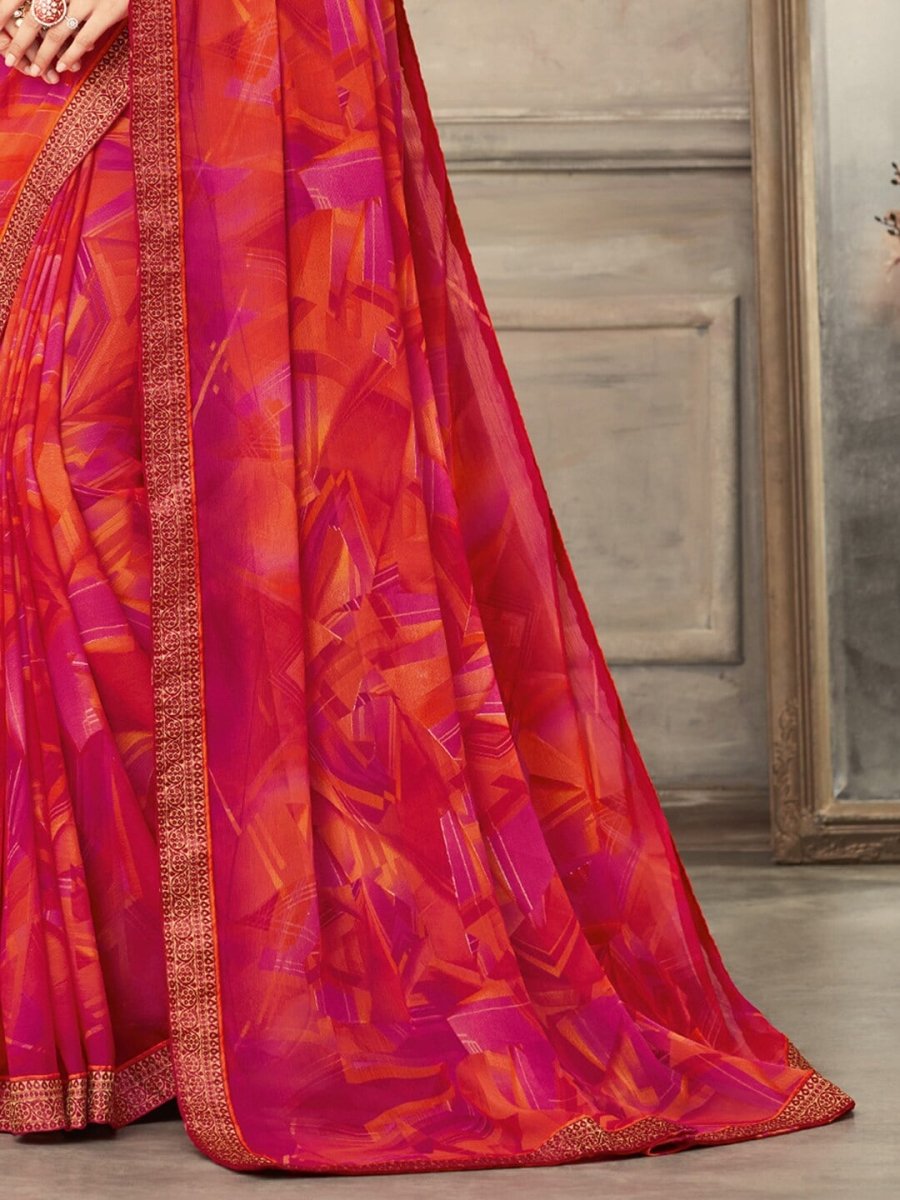 Anouk Abstract Printed Zari Pure Chiffon Bagru Saree - Distacart