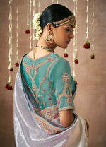 Thumbnail for Monjolika Fashion Organza Silk Embroidered Contemporary Style Saree In Light Grey