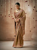 Thumbnail for Monjolika Fashion Organza Silk Embroidered Brown Classic Saree - Distacart