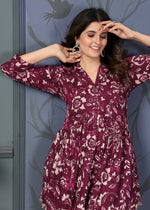 Thumbnail for Monjolika Fashion Wine Rayon Printed Casual Wear Co Ord Set