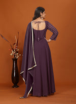Thumbnail for Monjolika Fashion Faux Georgette Embroidered Readymade Gown In Wine