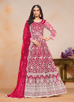 Thumbnail for Monjolika Fashion Rani-Pink Color Embroidered Santoon Net Salwar Suit