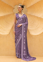 Thumbnail for Monjolika Fashion Printed Georgette Classic Saree In Lavender - Distacart