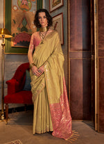 Thumbnail for Monjolika Fashion Tussar Silk Weaving Golden Traditional Saree - Distacart