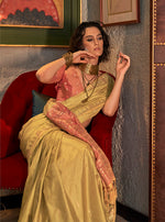 Thumbnail for Monjolika Fashion Tussar Silk Weaving Golden Traditional Saree - Distacart