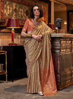Thumbnail for Monjolika Fashion Tussar Silk Weaving Beige Traditional Saree - Distacart