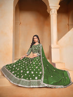 Thumbnail for Monjolika Fashion Embroidered Art Silk Green Designer Lehenga Choli