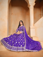 Thumbnail for Monjolika Fashion Embroidered Art Silk Violet Designer Lehenga Choli
