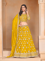 Thumbnail for Monjolika Fashion Embroidered Art Silk Yellow Designer Lehenga Choli