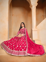 Thumbnail for Monjolika Fashion Embroidered Art Silk Rani Pink Designer Lehenga Choli