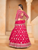 Thumbnail for Monjolika Fashion Embroidered Art Silk Rani Pink Designer Lehenga Choli