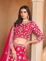 Thumbnail for Monjolika Fashion Embroidered Art Silk Rani Pink Designer Lehenga Choli