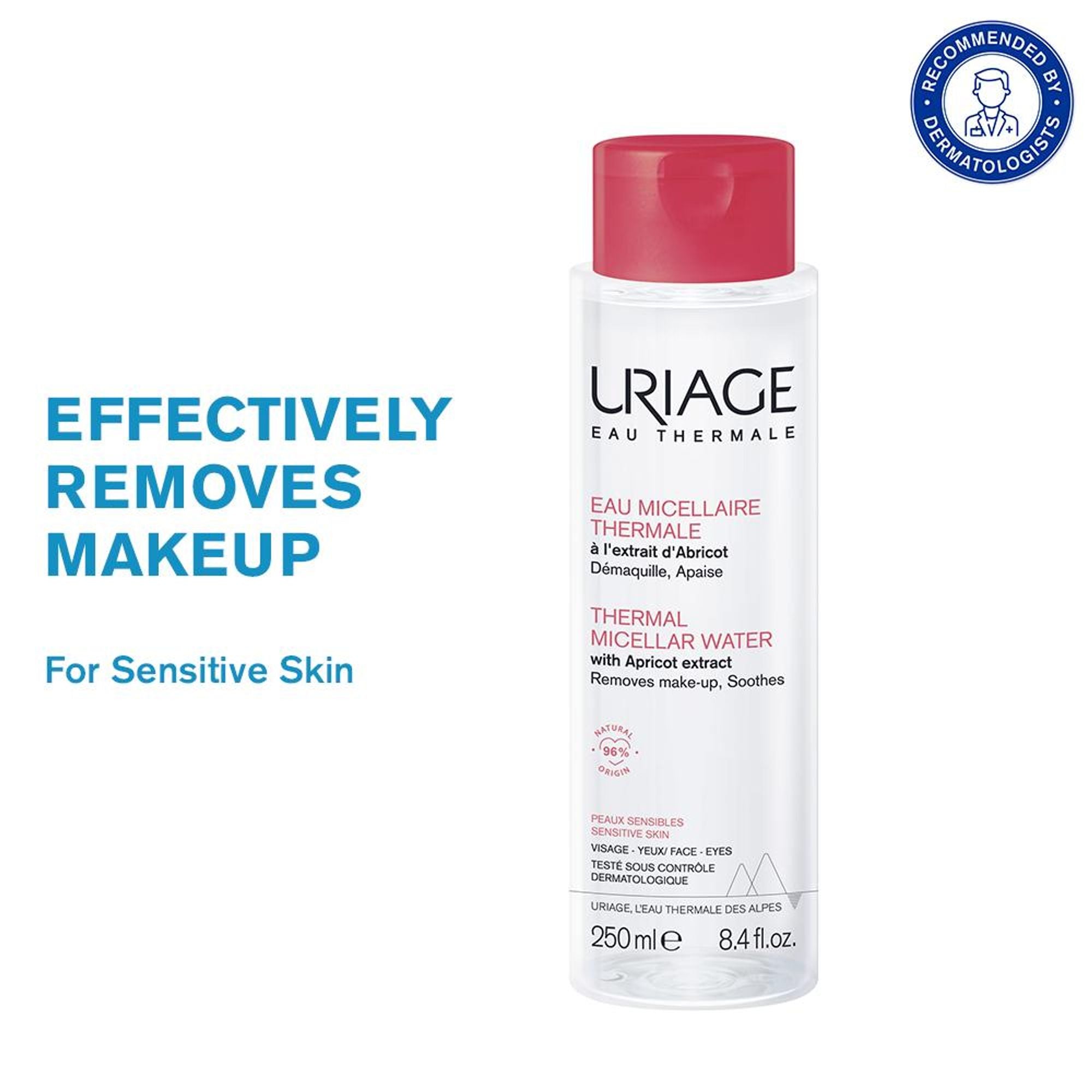 Uriage Thermal Micellar Water for Sensitive Skin Removes Makeup from Face & Eyes Dermat Recommended