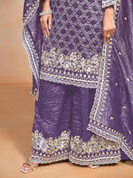 Thumbnail for Monjolika Fashion Violet Color Embroidered Santoon Art Silk Salwar Suit