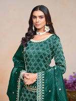 Thumbnail for Monjolika Fashion Teal-Green Color Embroidered Santoon Art Silk Salwar Suit