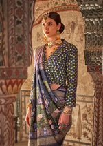 Thumbnail for Monjolika Fashion Mauve Printed Viscose Silk Designer Traditional Saree