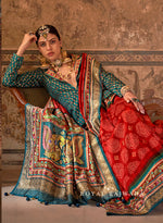 Thumbnail for Monjolika Fashion Orange Printed Viscose Silk Designer Traditional Saree