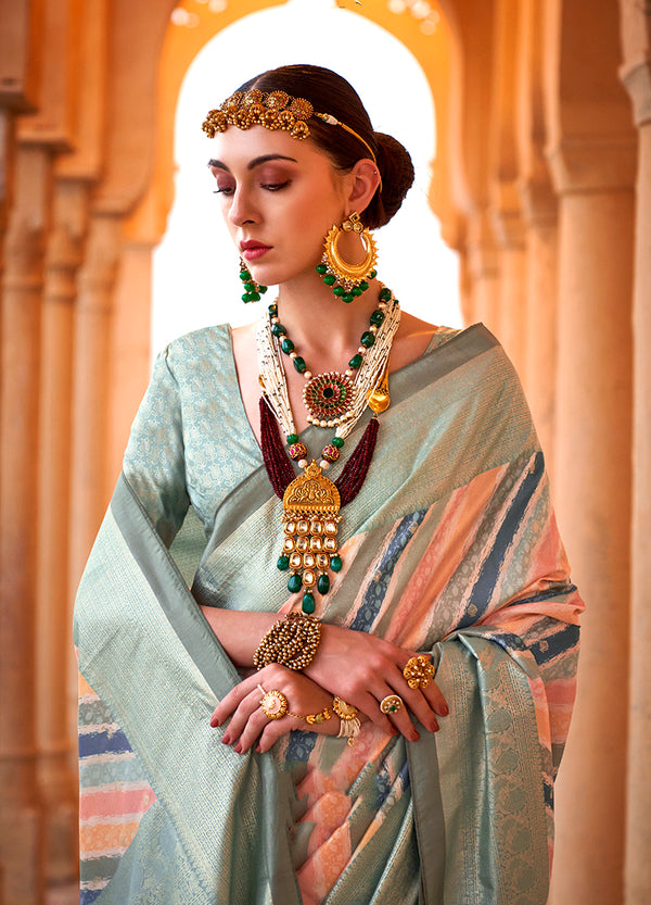 Monjolika Fashion Viscose Multi Colour Foil Print Contemporary Saree