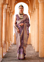 Thumbnail for Monjolika Fashion Viscose Purple Foil Print Contemporary Saree