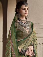 Thumbnail for Monjolika Fashion Silk Patola Print Green Traditional Saree