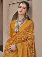 Thumbnail for Monjolika Fashion Silk Patola Print Amber Traditional Saree