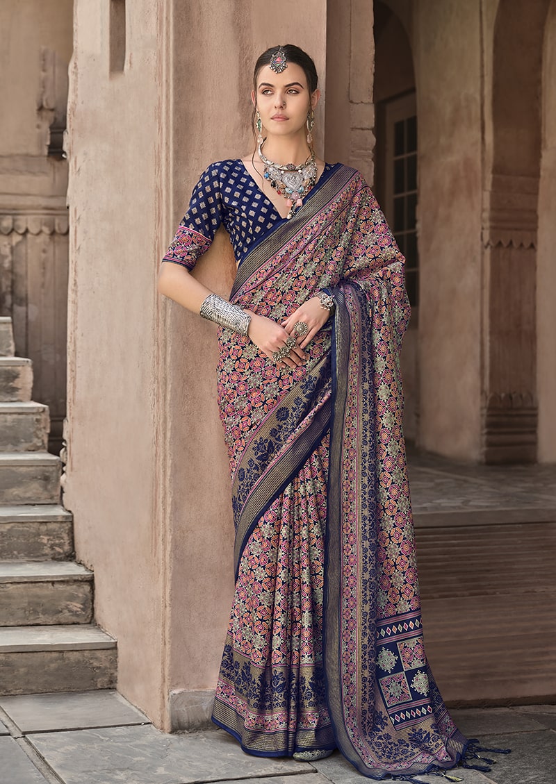 Monjolika Fashion Silk Patola Print Multi Colour Traditional Saree