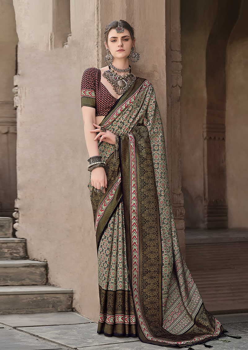 Monjolika Fashion Silk Patola Print Multi Colour Traditional Saree
