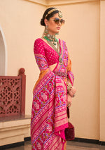 Thumbnail for Monjolika Fashion Patola Silk Mustard And Rani Pink Patola Print Classic Saree