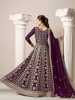 Thumbnail for Monjolika Fashion Dark-Purple Color Embroidered Santoon Georgette Salwar Suit