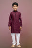 Raivat Ethnic Art Silk Thread Work Kids Kurta Pajama In Maroon Colour - Distacart