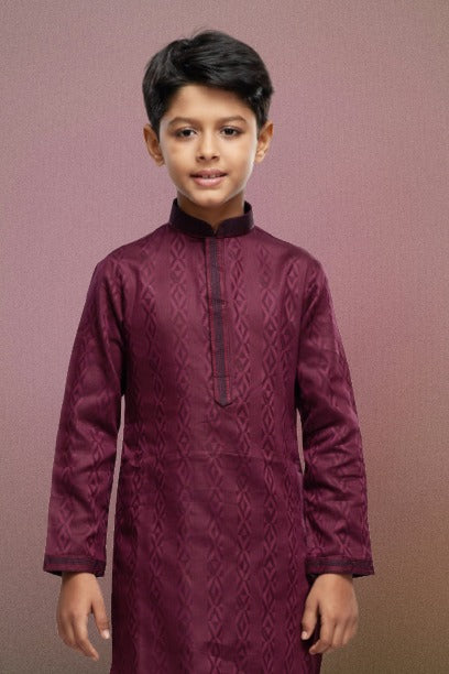Raivat Ethnic Art Silk Thread Work Kids Kurta Pajama In Maroon Colour - Distacart