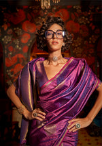 Thumbnail for Monjolika Fashion Handloom Silk Weaving Purple Trendy Saree - Distacart