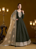 Thumbnail for Monjolika Fashion Black Color Embroidered Santoon Chanderi Silk Salwar Suit