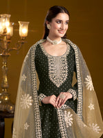 Thumbnail for Monjolika Fashion Black Color Embroidered Santoon Chanderi Silk Salwar Suit