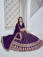 Thumbnail for Monjolika Fashion Embroidered Art Silk Trendy Lehenga Choli In Purple