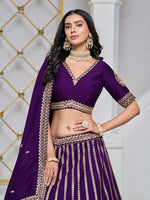 Thumbnail for Monjolika Fashion Embroidered Art Silk Trendy Lehenga Choli In Purple