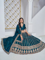 Thumbnail for Monjolika Fashion Embroidered Art Silk Trendy Lehenga Choli In Teal