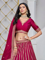 Thumbnail for Monjolika Fashion Embroidered Art Silk Trendy Lehenga Choli In Rani Pink