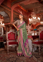 Thumbnail for Monjolika Fashion Silk Weaving Zari Green Traditional Saree