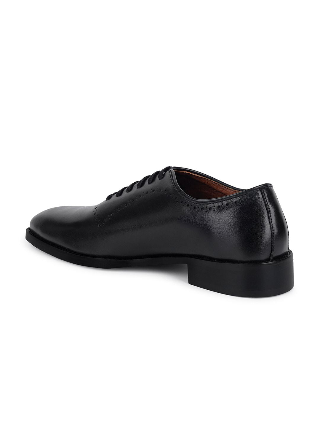 LOUIS STITCH Men Jet Black Egyptian Crust Leather Wholecut Derby Shoes