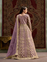 Thumbnail for Monjolika Fashion Lilac Color Embroidered Santoon Net Salwar Suit