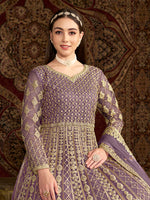 Thumbnail for Monjolika Fashion Lilac Color Embroidered Santoon Net Salwar Suit